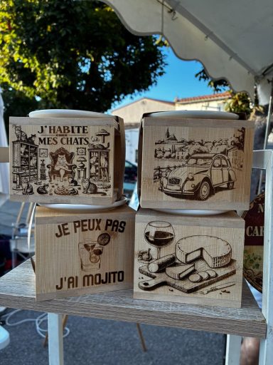 Créations gravées sur bois Créations gravées sur bois : chats, 2CV, mojito et planche apéritive